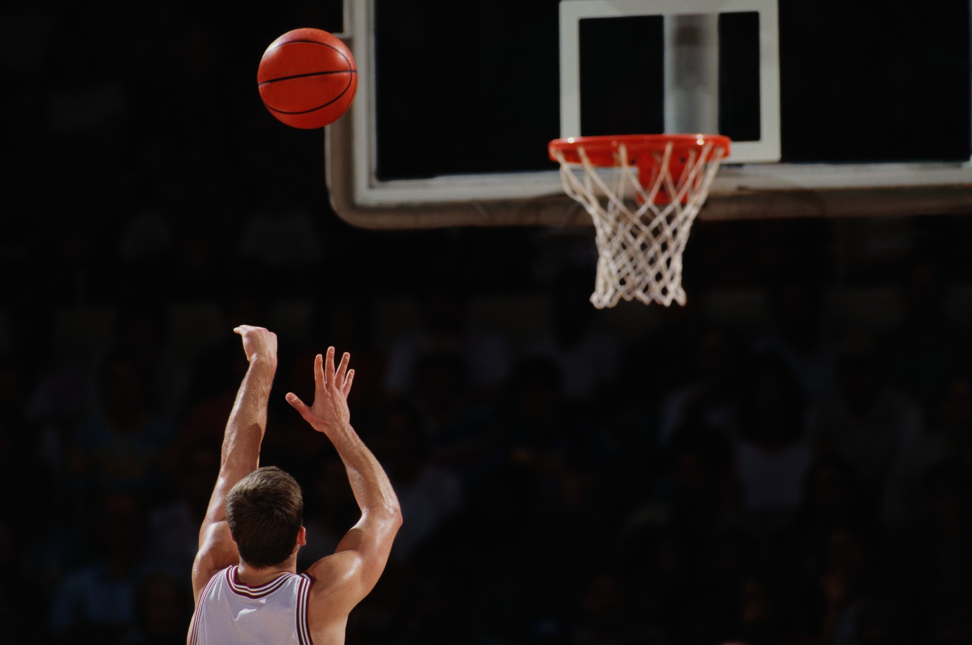 Basketball Player Shooting From Free Throw Line Rear View Sharefax 