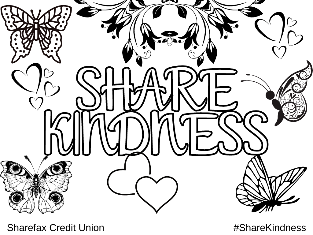 share kindness coloring sheets 20   Sharefax Credit Union