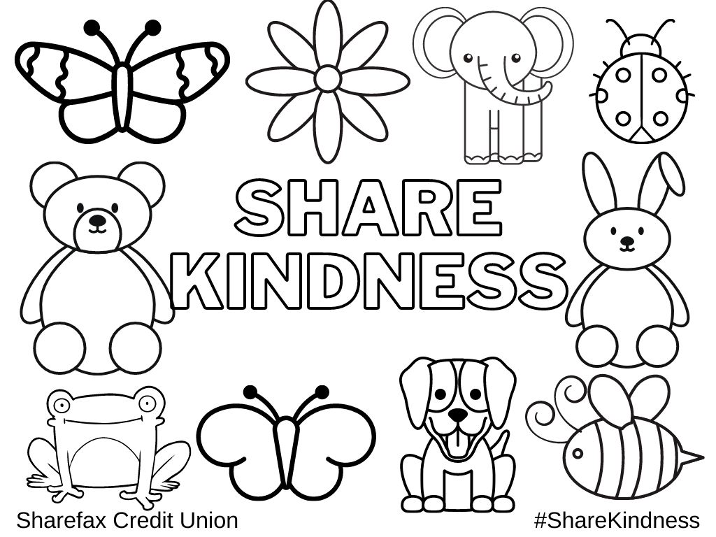 share kindness coloring sheets   Sharefax Credit Union